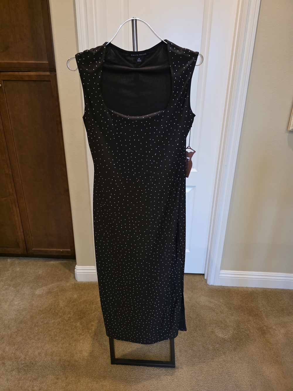 NWT Haute Rhinestone Black Dress
